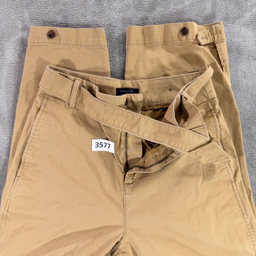 Banana Republic Authentic Chino Women 8‎ Khaki Wide Leg Belted Organic Cotton